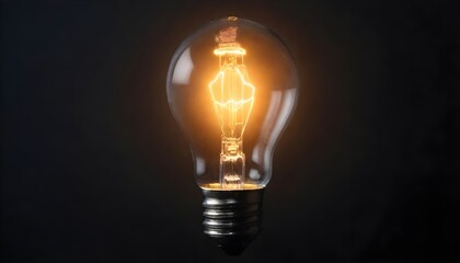 Close-up of a glowing incandescent light bulb against a dark background