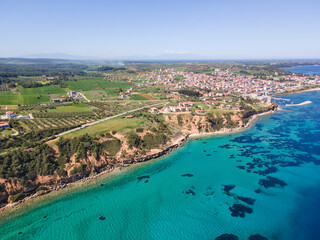 Kassandra coastline near town of Nea Fokea, Chalkidiki, Greece