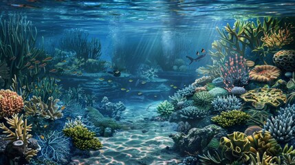 Vibrant Coral Reef Ecosystem with Diverse Marine Life