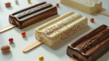 3D Array of Ice Cream Bars Mockup. Isolated Background