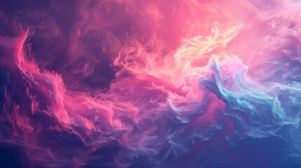 A colorful, swirling cloud of pink and blue with a purple hue - obrazy, fototapety, plakaty