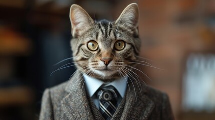 スーツを着た猫ポートレート,Generative AI AI画像 - obrazy, fototapety, plakaty