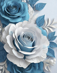 Enchanting Blue and White Roses with Ample Copy Space for Your Design Projects. Stunning High-Resolution Flowers, Perfect for Wedding Invitations, Greeting Cards, Website Banners, Social Media Posts