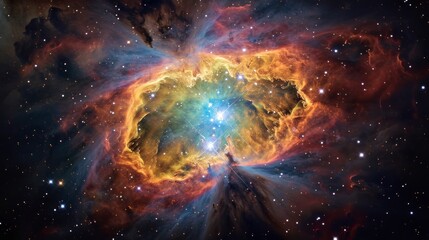 real photo of a nebula with real colors in its highest quality in the universe full of stars in high quality