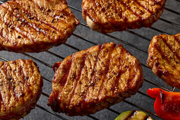 freshly grilled steaks - 786710082