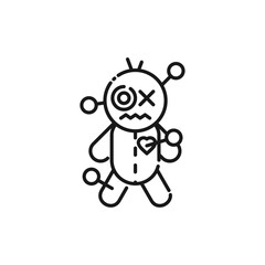 Voodoo Doll Line Icon - Halloween Elements Icon Vector Illustration.