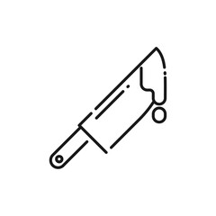 Bloody Knife Line Icon - Halloween Elements Icon Vector Illustration.