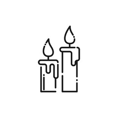 Candle Line Icon - Halloween Elements Icon Vector Illustration.