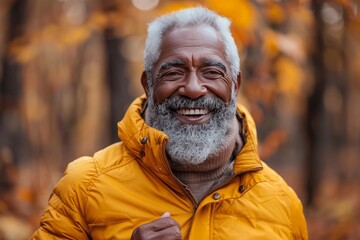 Smiling Older Man in Yellow Jacket