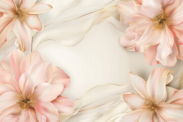 Fototapeta na wymiar An exquisite blend of futuristic florals in a palette of blush pink and soft gold, 