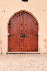 Arabic oriental styled door in Meknes, Morocco - 786711431