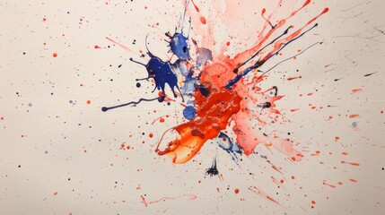 Naklejka premium Colorful watercolor splashes on a cream-colored canvas. Abstract colorful paint background.