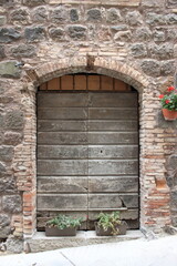 Ancient wooden door - 786711845