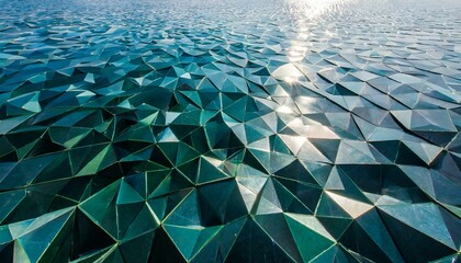 Abstract blue background with cubical triangles glasses showing high tech and technological advancement