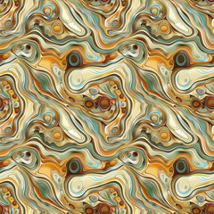 Abstract seamless pattern with pearl beads on a decorative colored marble background. 3D vector illustration for fabric design, scrapbooking, packaging. Jewelry background.