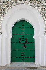 Arabic oriental styled door in Tangier, Morocco - 786712856