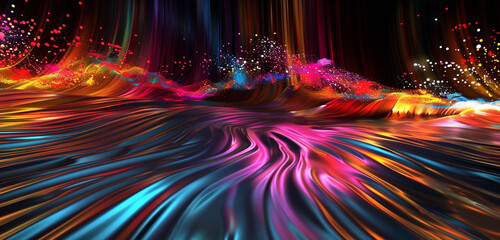 A mesmerizing display of abstract colors on a dynamic 3D stage