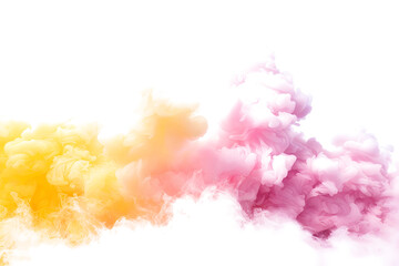 Yellow and pink pastel color clouds on transparent background.