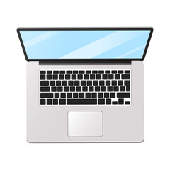 Top view of laptop isolated on a white background.
