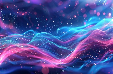 Fototapeta na wymiar Future technology blue and purple background image with dynamic gradient of glowing elements