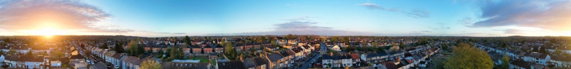Fototapeta na wymiar Aerial View of Residential Homes at Luton City of England UK During Sunrise.