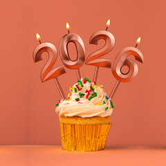 Happy New Year 2026 - Candles in the form of burning numbers