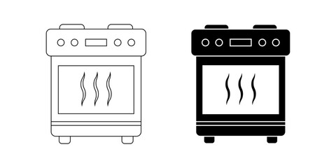 Stove oven icon set isolated on white background