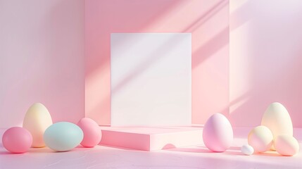 Easter eggs in chic display of pastel hues with geometric precision, offering contemporary - 786714081