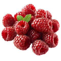  A realistic photo of a bunch of ripe raspberries, their deep red color vibrant, isolated on a...