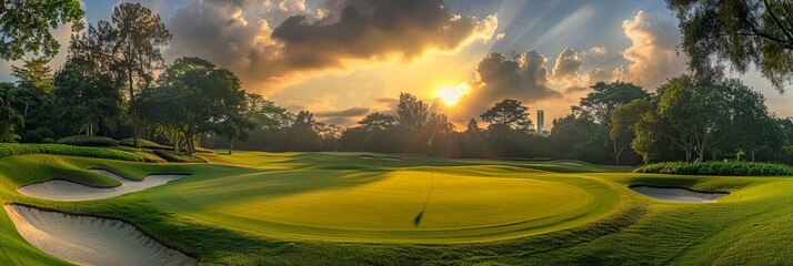Golden Hour Glory on a Pristine Golf Course
