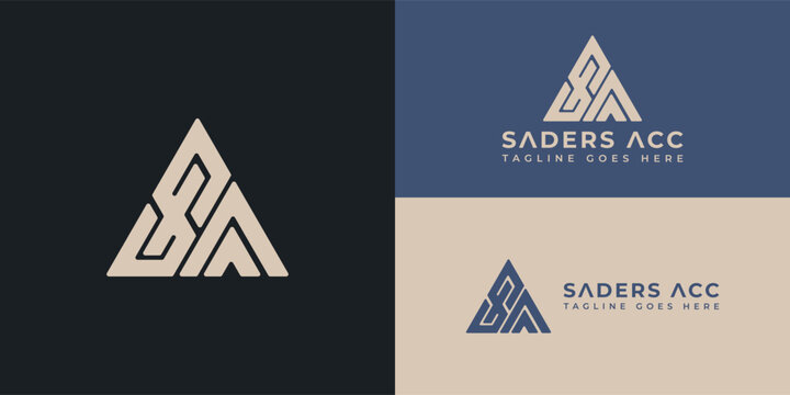Abstract initial letter SA or AS logo in soft gold color isolated on multiple background colors. The logo is suitable for virtual accounting firm business logo icons to design inspiration templates.