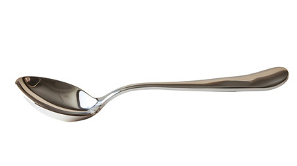 A polished stainless steel tablespoon perfect isolated on a white background. - obrazy, fototapety, plakaty