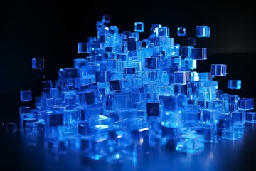 abstract blue background with 4D cubes