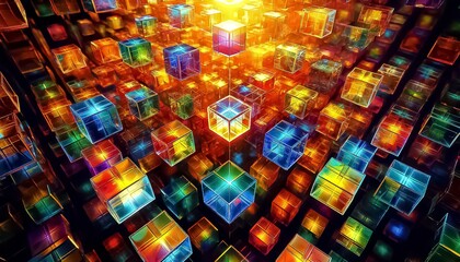 colorful background with 4D cubes