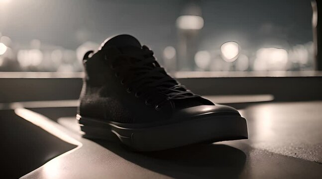 Black canvas sport shoes. Men sport shoes concept
