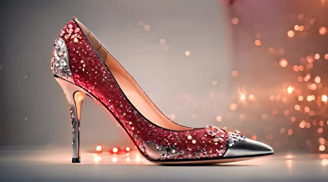 red fahsionable high heels. Fashion shopping ads concept