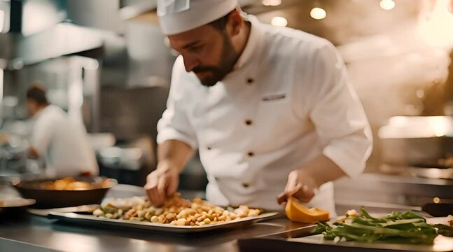 chef preparing food ingredient. Restaurant Hotel Cooking concept