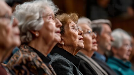 Obraz premium Group of elderly person singing a choir