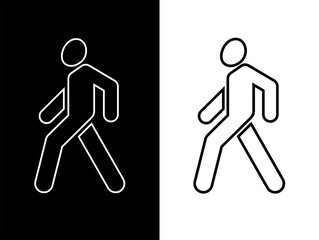 Icon of a man walking. Pedestrian movement pictogram. Stylized walking man.