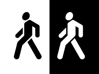 Icon of a man walking. Pedestrian movement pictogram. Stylized walking man.