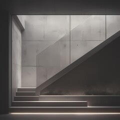 Sleek Minimalist Architecture: Concrete Staircase with Natural Light, Perfect for Commercial or Urban Projects