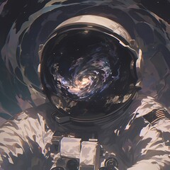 Embark on an Epic Space Adventure with This Stunning Astronaut Helmet Reflection Image - obrazy, fototapety, plakaty