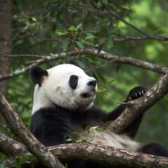 Giant Panda Bear on tree