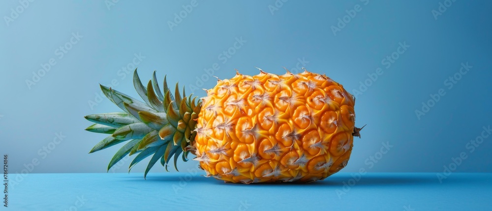 Aufkleber a pineapple with a single leaf on top of it. generative ai.