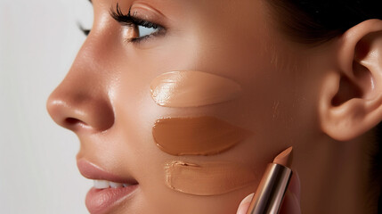 Shades of Beauty: Foundation Makeup Swatches - obrazy, fototapety, plakaty