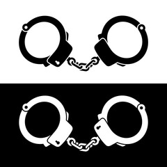 Handcuffs (manacle) icon. Attribute of police or arrest. Symbol of crime or role-playing, love games.