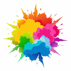 Multicolor powder explosion on White background	