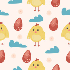 Fototapeta premium Spring easter character pattern, Easter animals character pattern, spring easter animals pattern