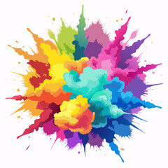 Multicolor powder explosion on White background	