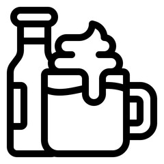 capucino coffee fruit outline icon and illustration